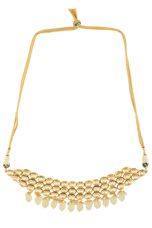 Ivory Beaded Handcrafted Kundan Choker (FEMCH005)
