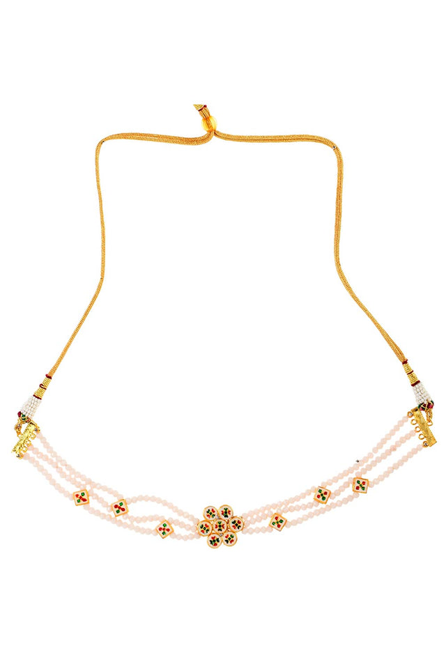 White Gold Tone Kundan Onyx Choker (FEMCH007)