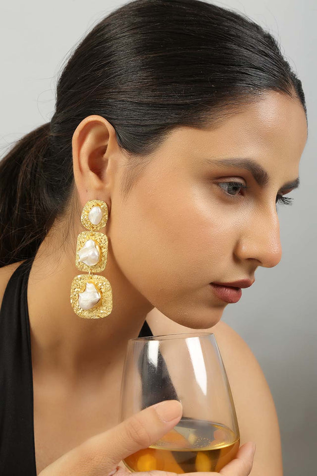 Baroque Pearl Statement Earrings (FEMCJ008)