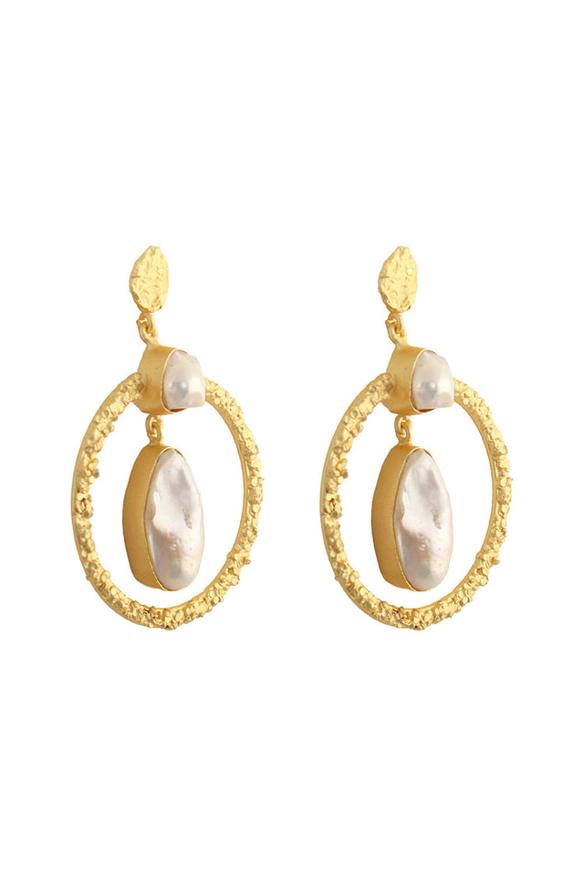 Baroque Pearl Contemporary Earrings (FEMCJ010)