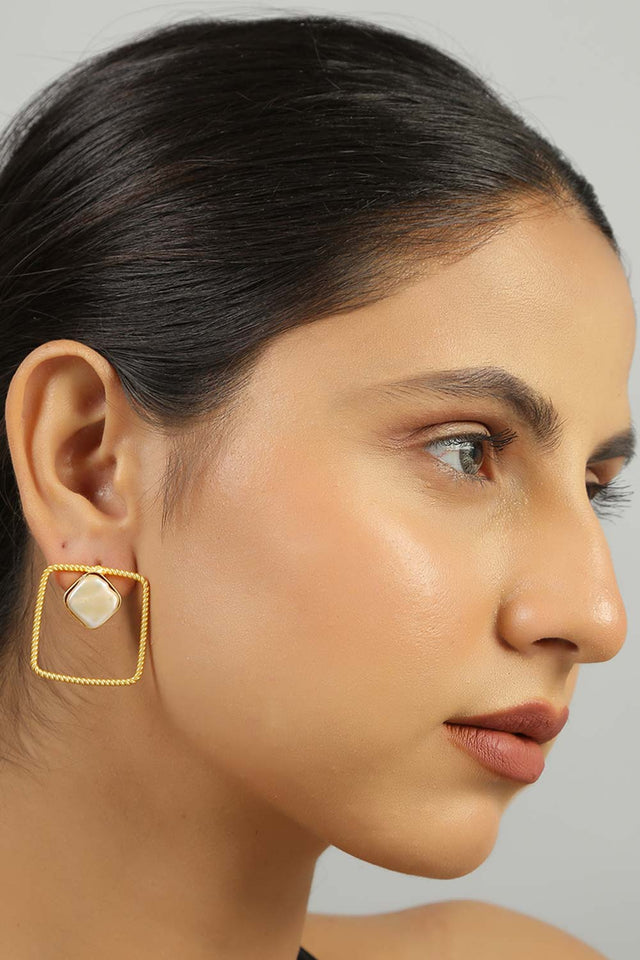 Gold Plated Contemporary Baroque Earrings (FEMCJ018)