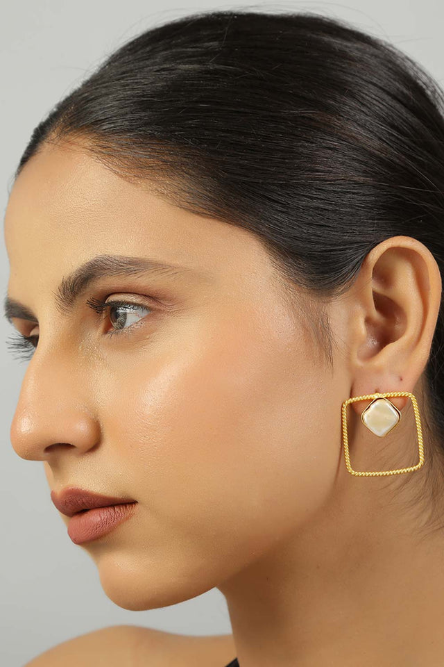 Gold Plated Contemporary Baroque Earrings (FEMCJ018)