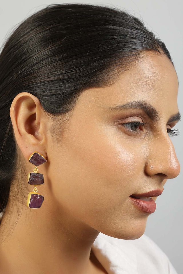 Druzy Amethyst Earrings (FEMCJ025)