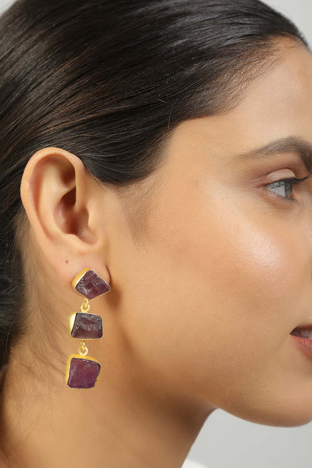 Druzy Amethyst Earrings (FEMCJ025)