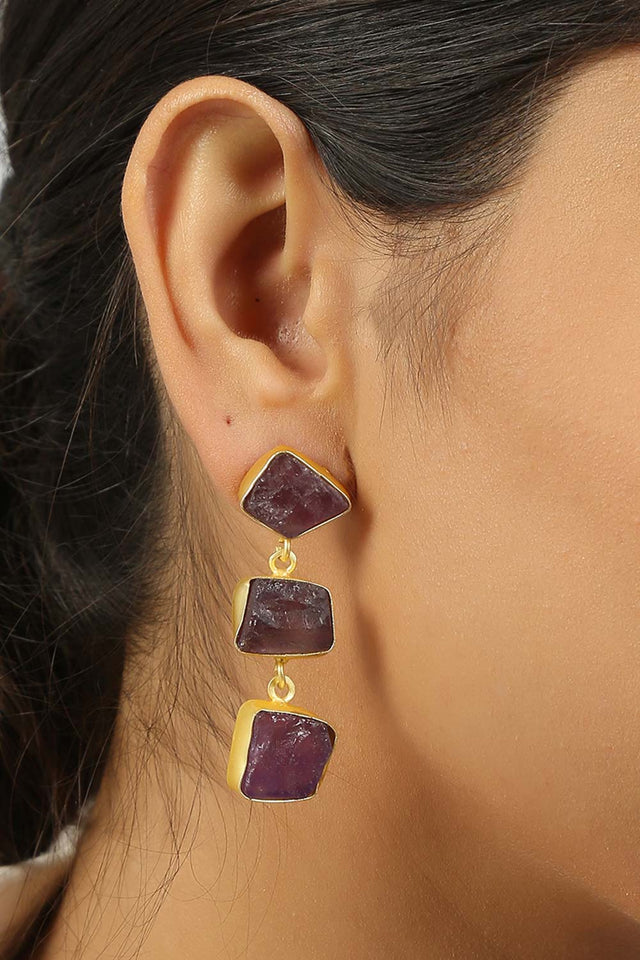 Druzy Amethyst Earrings (FEMCJ025)