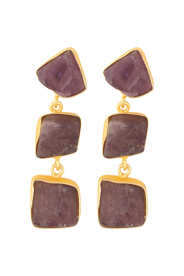 Druzy Amethyst Earrings (FEMCJ025)