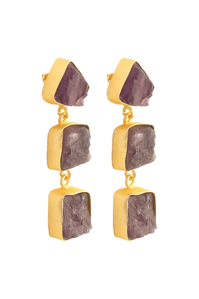 Druzy Amethyst Earrings (FEMCJ025)