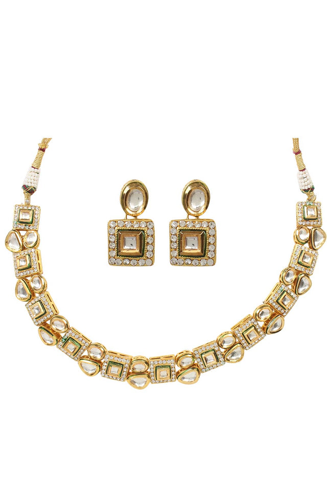 Handcrafted Kundan Necklace With Earrings