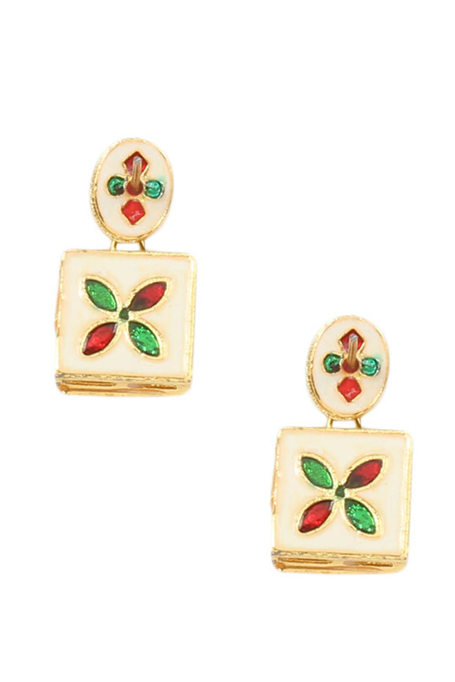 Gold Tone Kundan Earrings (FEMDW005)