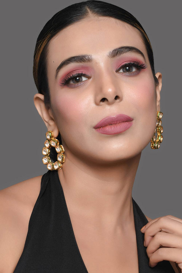 Gold Tone Handcrafted Kundan Earrings (FEMDW024)