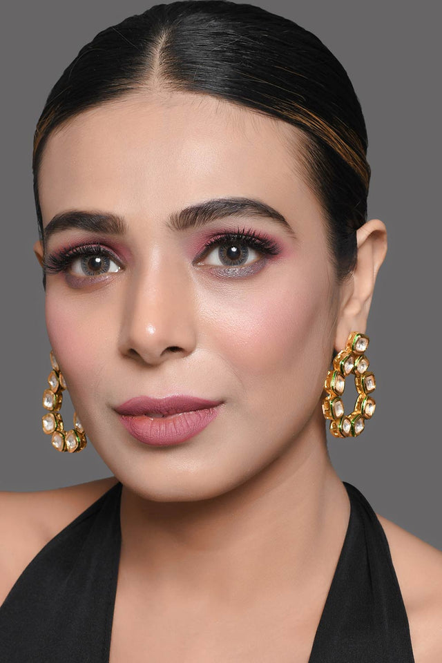 Gold Tone Handcrafted Kundan Earrings (FEMDW024)
