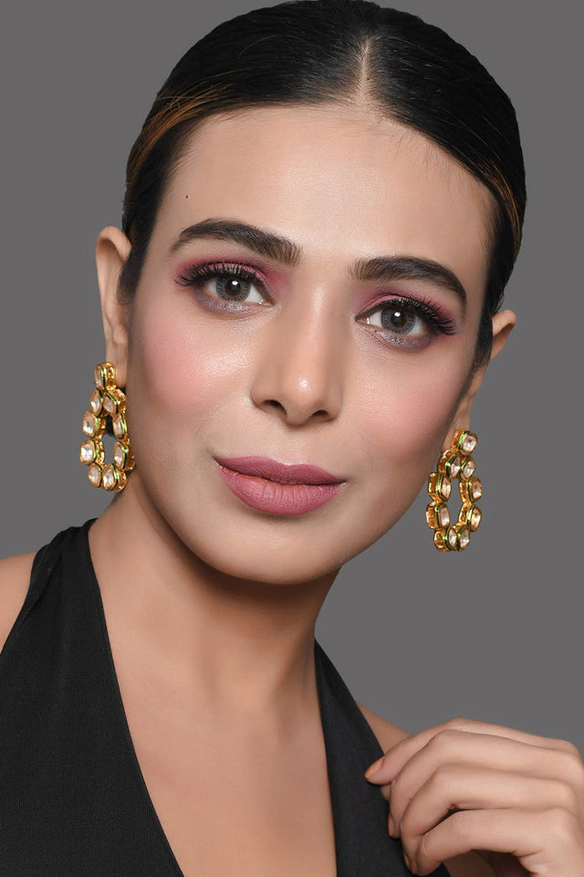 Gold Tone Handcrafted Kundan Earrings (FEMDW024)
