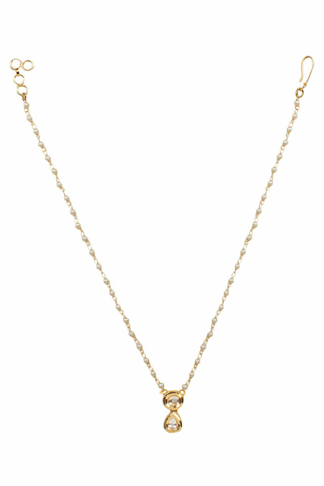 White Gold Tone Kundan Necklace (FEMDW037)