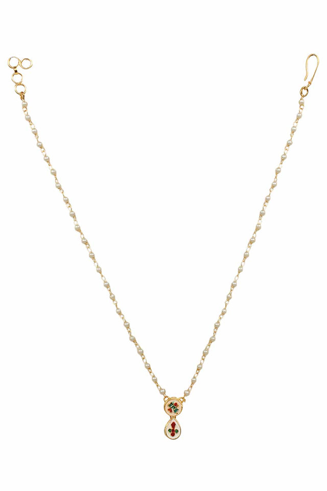 White Gold Tone Kundan Necklace (FEMDW037)
