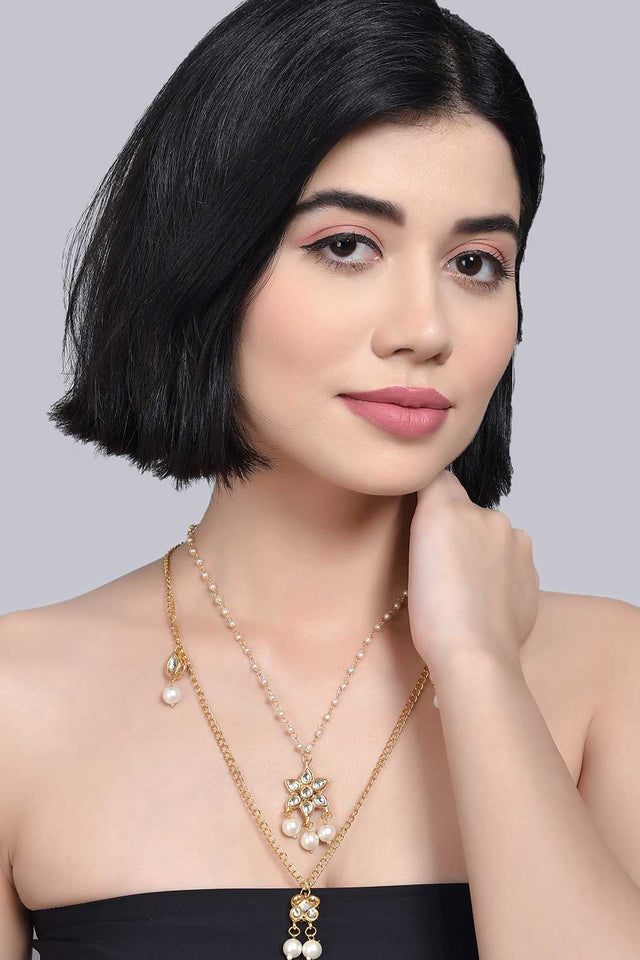 Multilayered Kundan Embellished Necklace (FEMDW039)