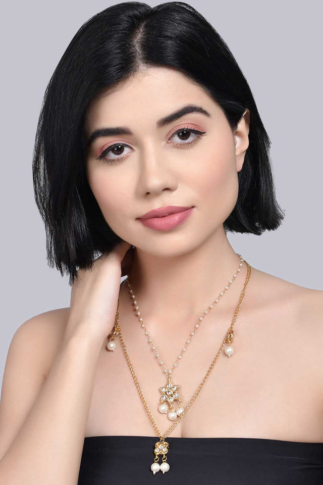 Multilayered Kundan Embellished Necklace (FEMDW039)