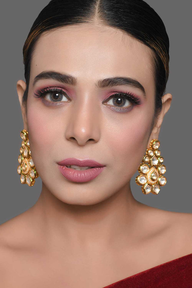 Classic Gold Tone Kundan Inspired Earrings (FEMDW044)
