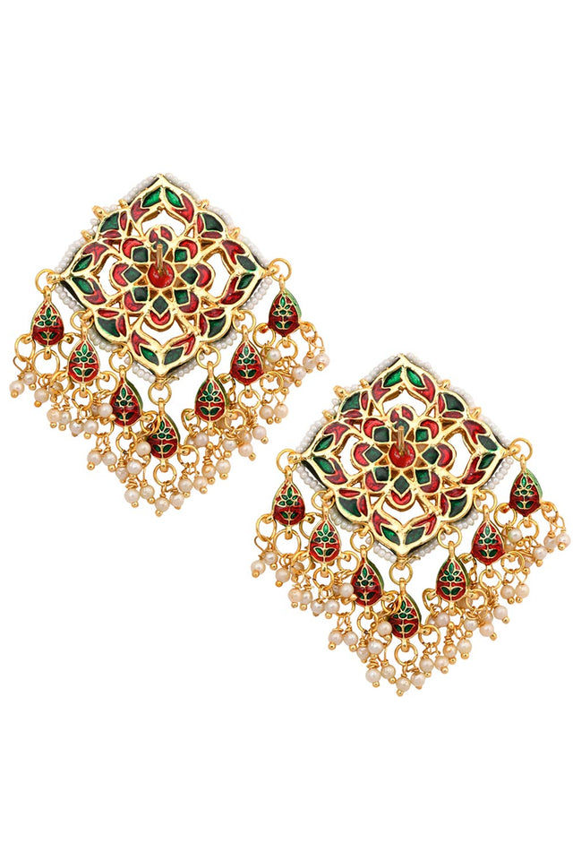 Gold Tone Kundan Inspired Earrings (FEMERS064)