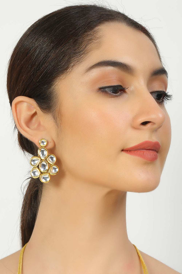 Kundan Inspired Floral Shaped Earrings