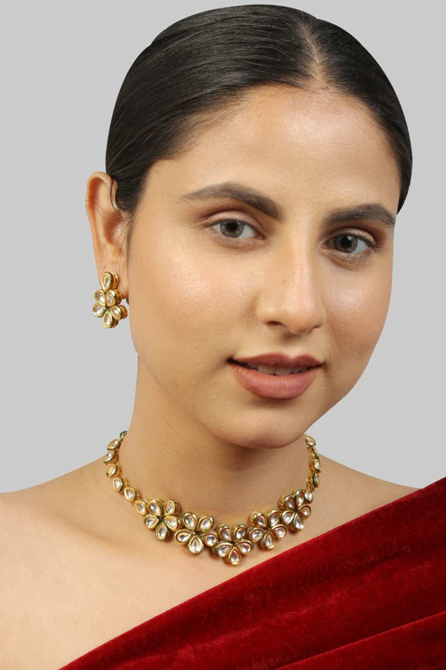 Handcrafted Kundan Necklace Set (FEMKD035)