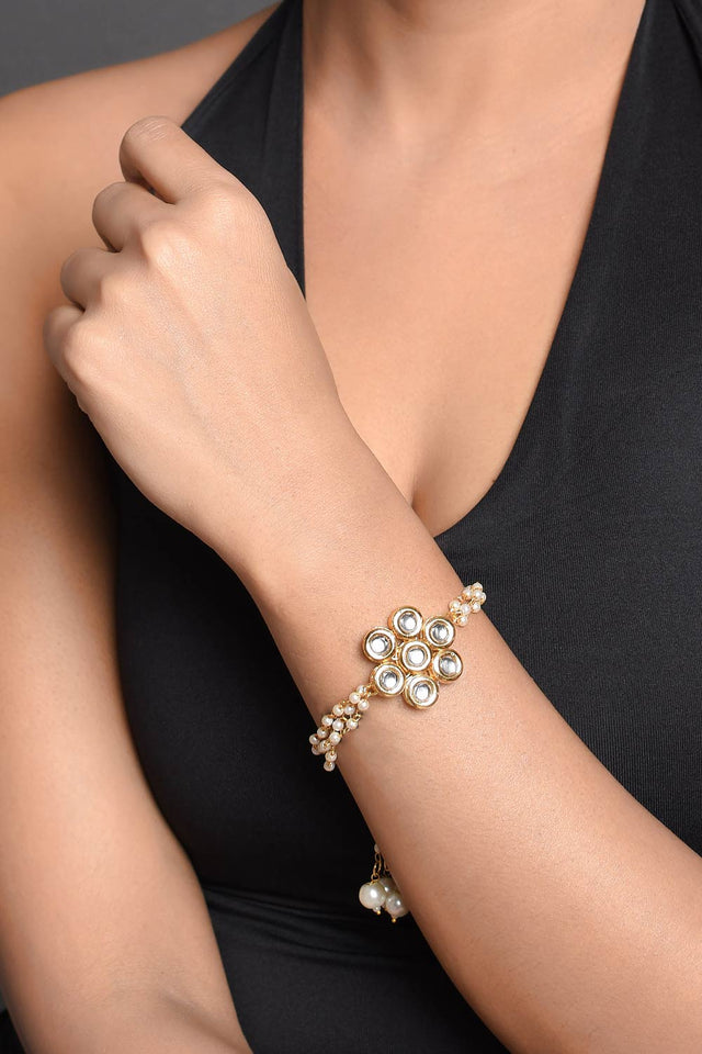 Kundan Floral Gold Tone Bracelet