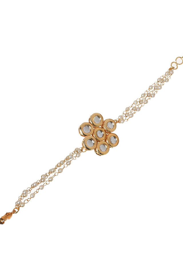 Kundan Floral Gold Tone Bracelet