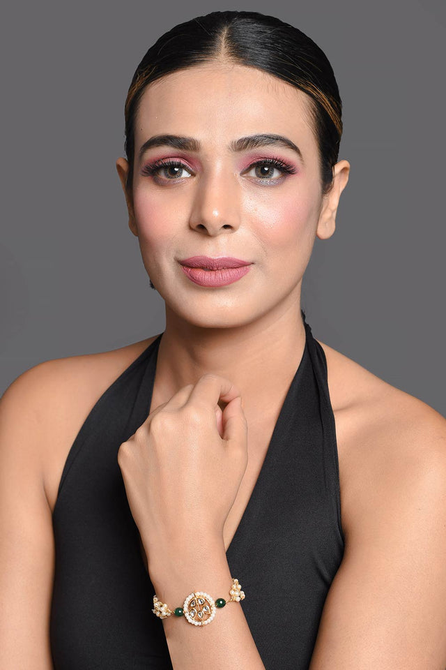 Kundan Floral Gold Tone Bracelet