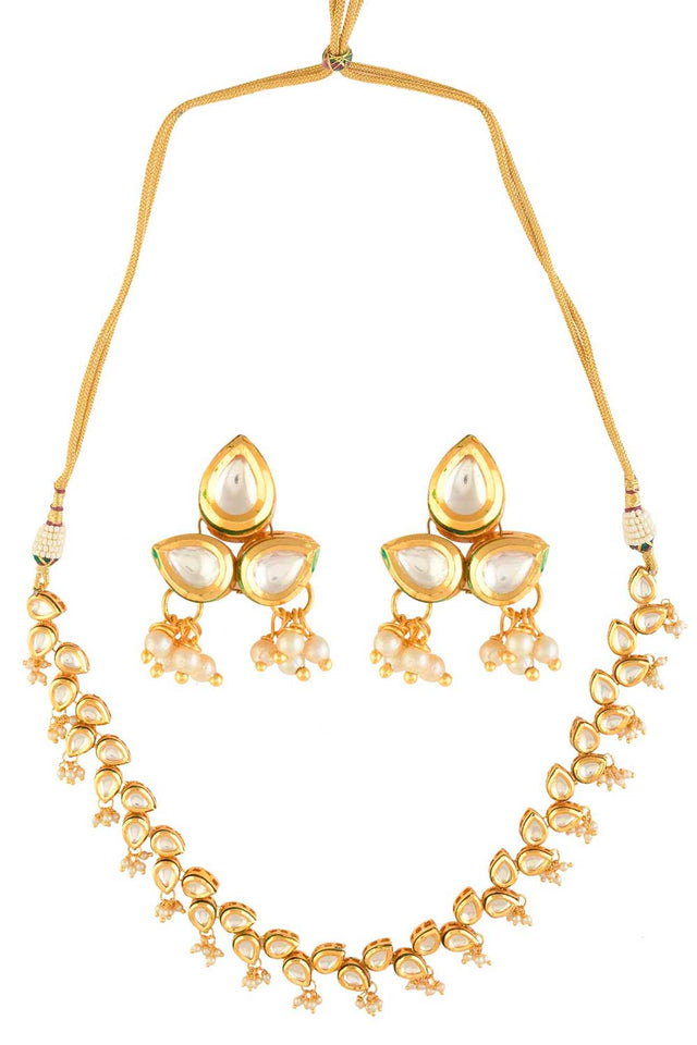 Elegant Tear Drop Shaped Necklace With Earrings (FEMNLC006)