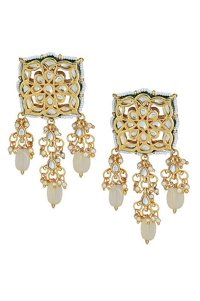 Cream Gold Tone Kundan Choker Set