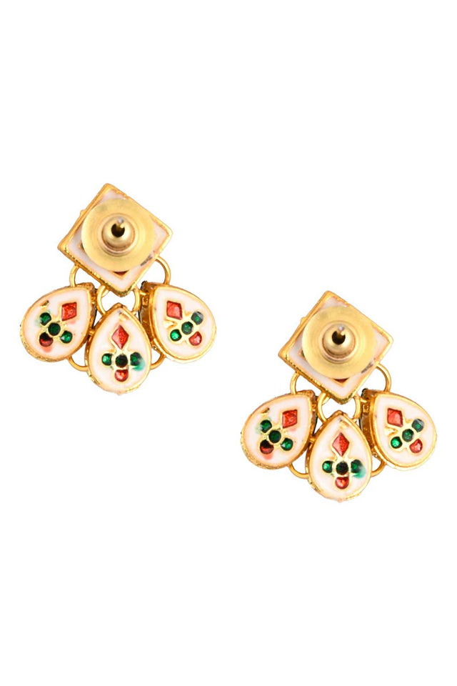 Gold Tone Kundan Inspired Earrings (FEMNW003)