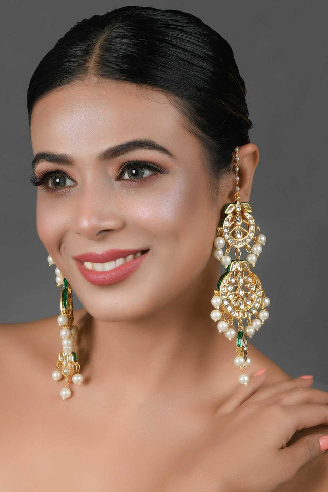 Pearl Beaded Handcrafted Kundan Earrings (FEMNW025)