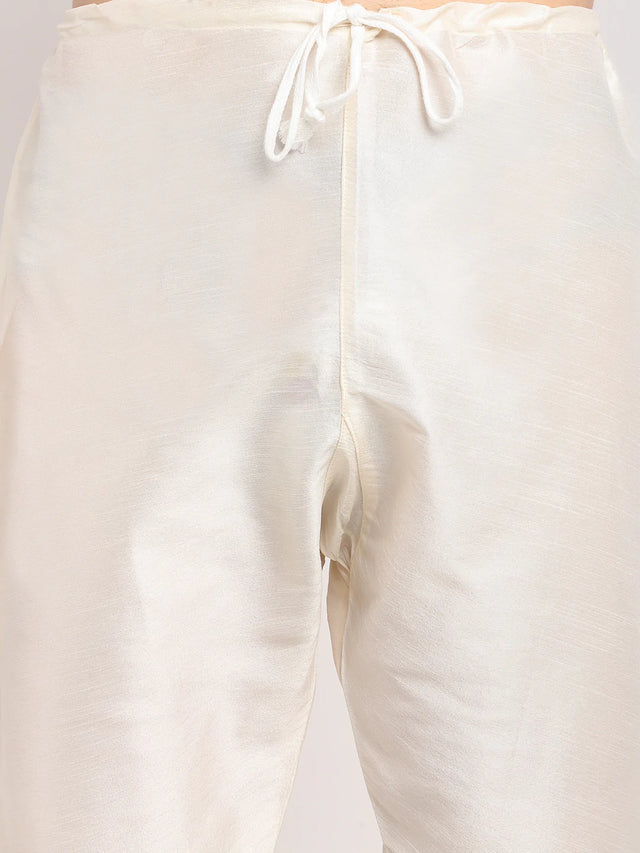 Men's Black Dupion Solid Kurta Set