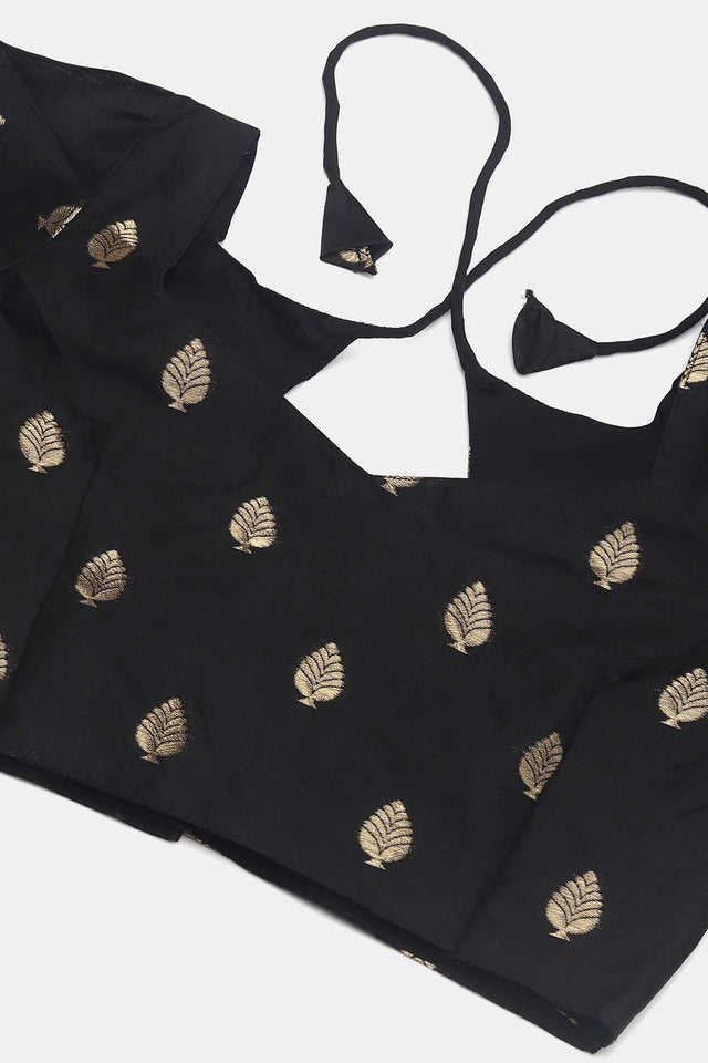 Black Jacquard Zari Work Lehenga Choli