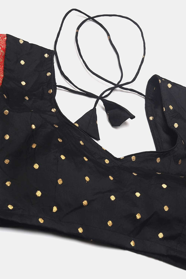 Black Jacquard Gold Woven Work Lehenga Choli