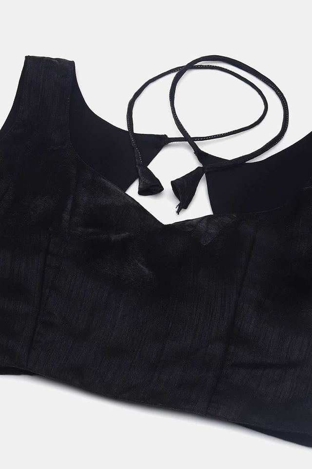 Black Banglory Silk Plain Lehenga Choli