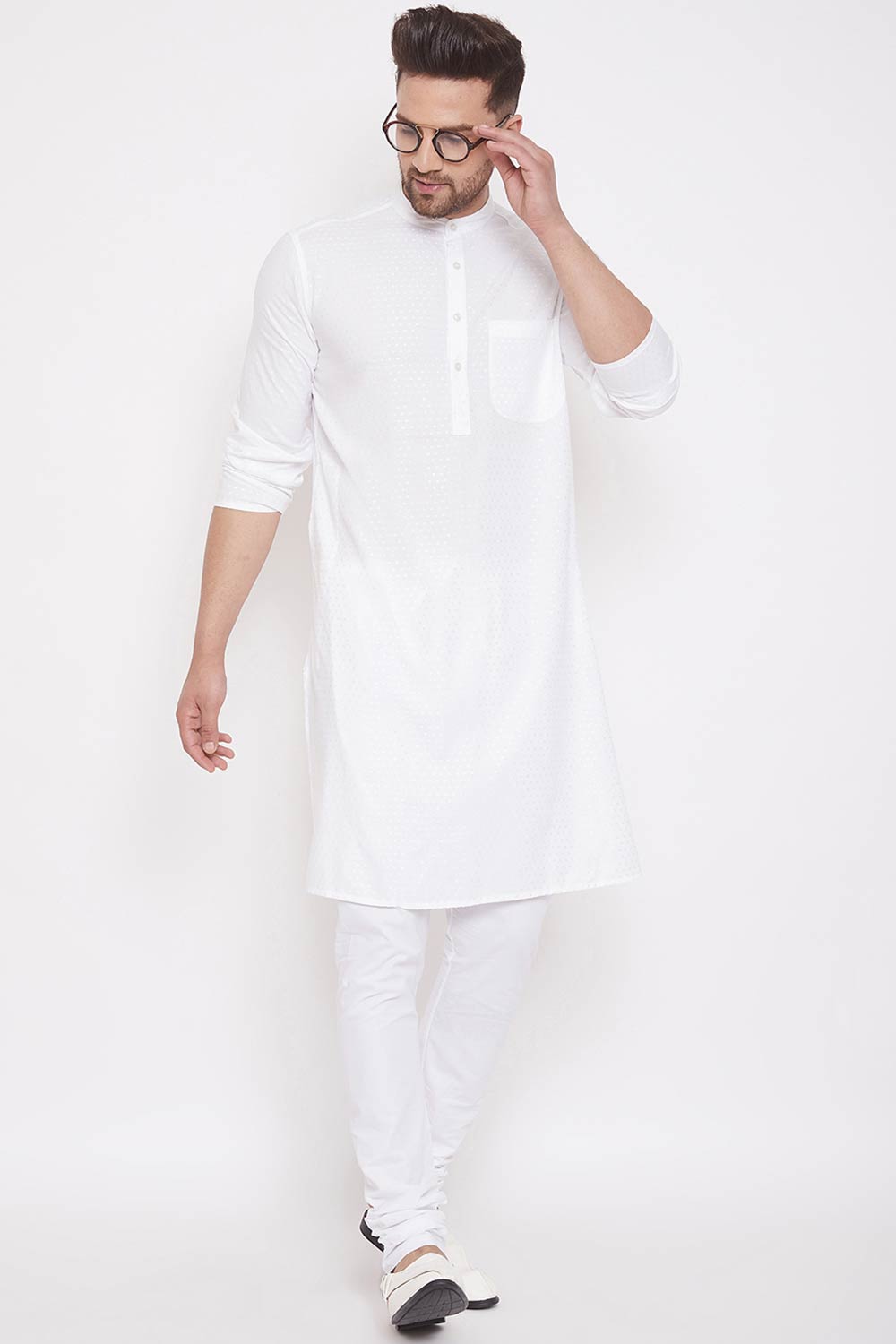 Shop Men's Woven Kurta in White