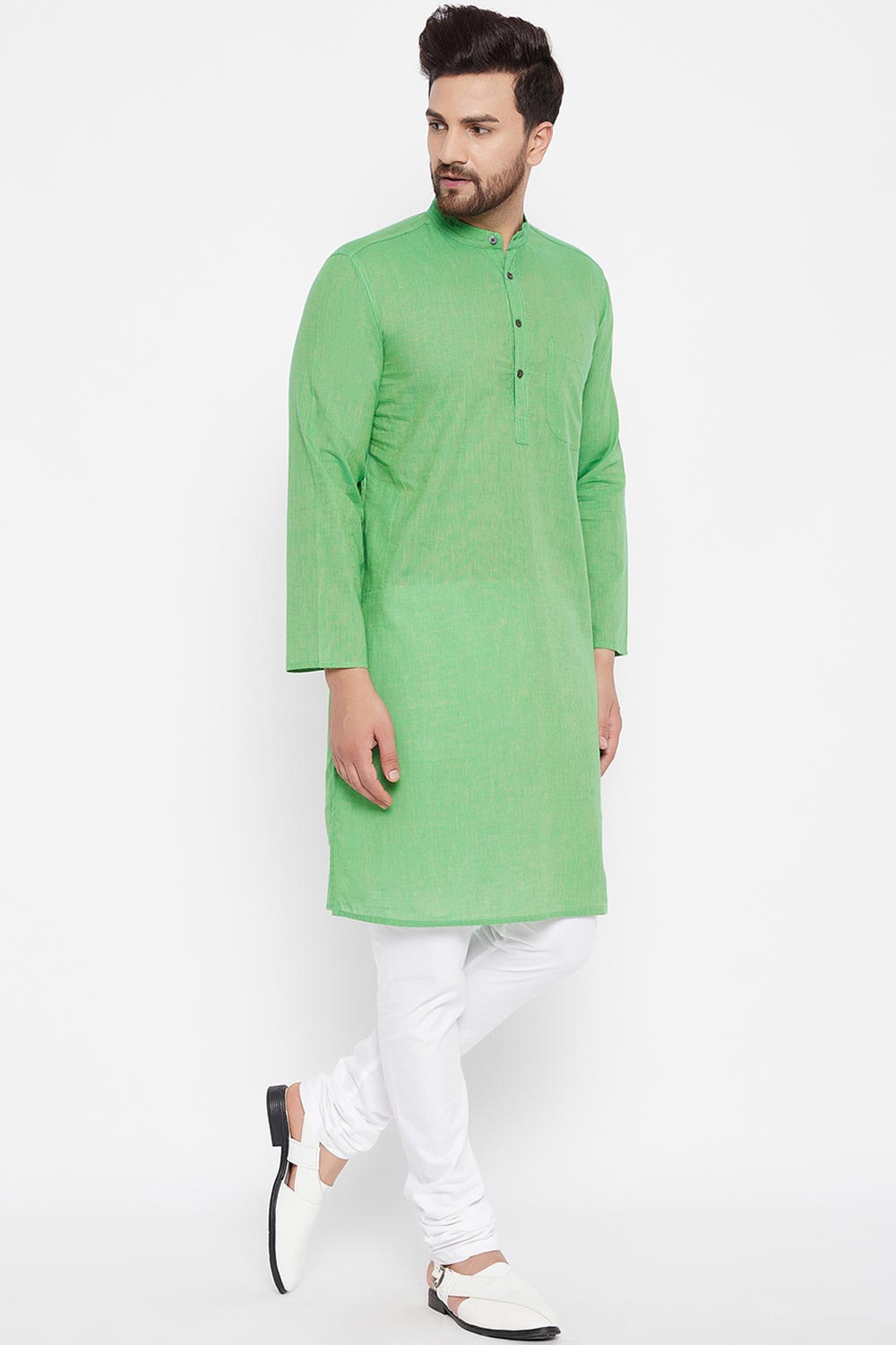 Shop Men's Blended Cotton Kurta in Green
