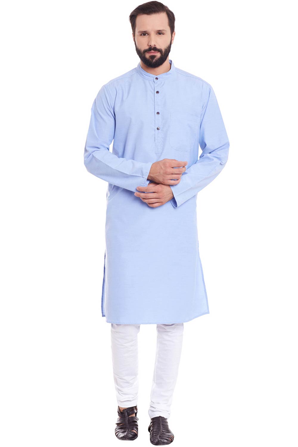 Shop Men's Solid Kurta in Light Blue
