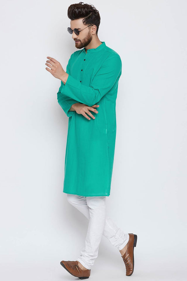 Shop Men's Solid Kurta in Light Blue