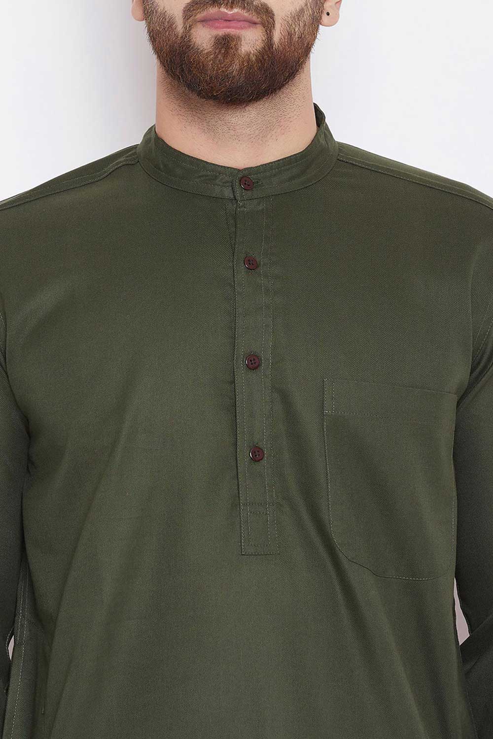 Shop Men's Blended Cotton Solid Kurta Online