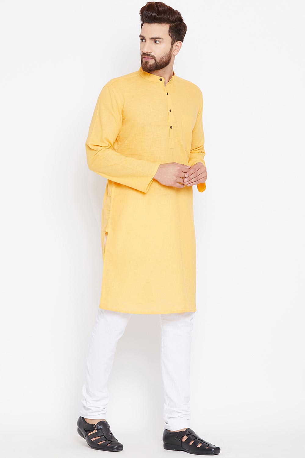 Shop Men's Kurta in Light Yellow