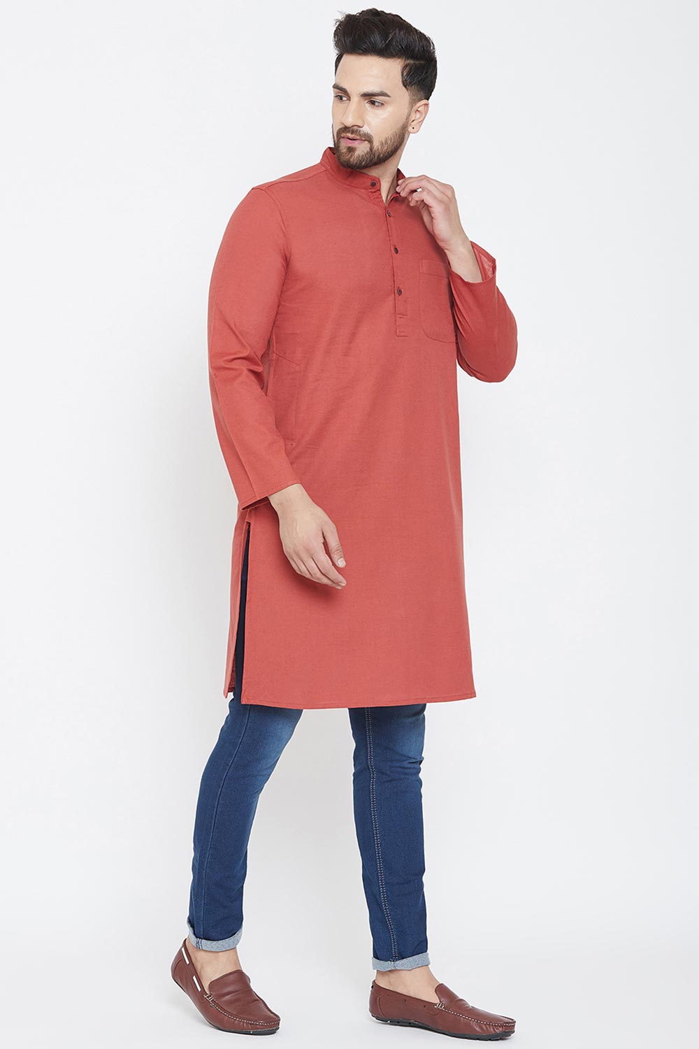 Shop Men's Kurta in Peach