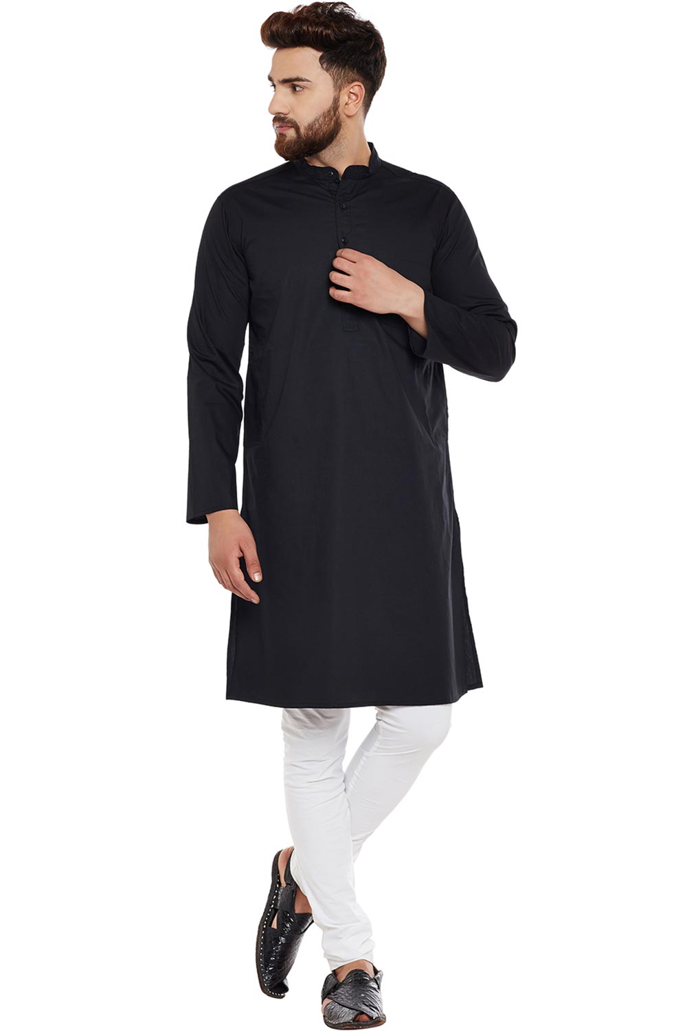 Shop Men's Solid Kurta in Black