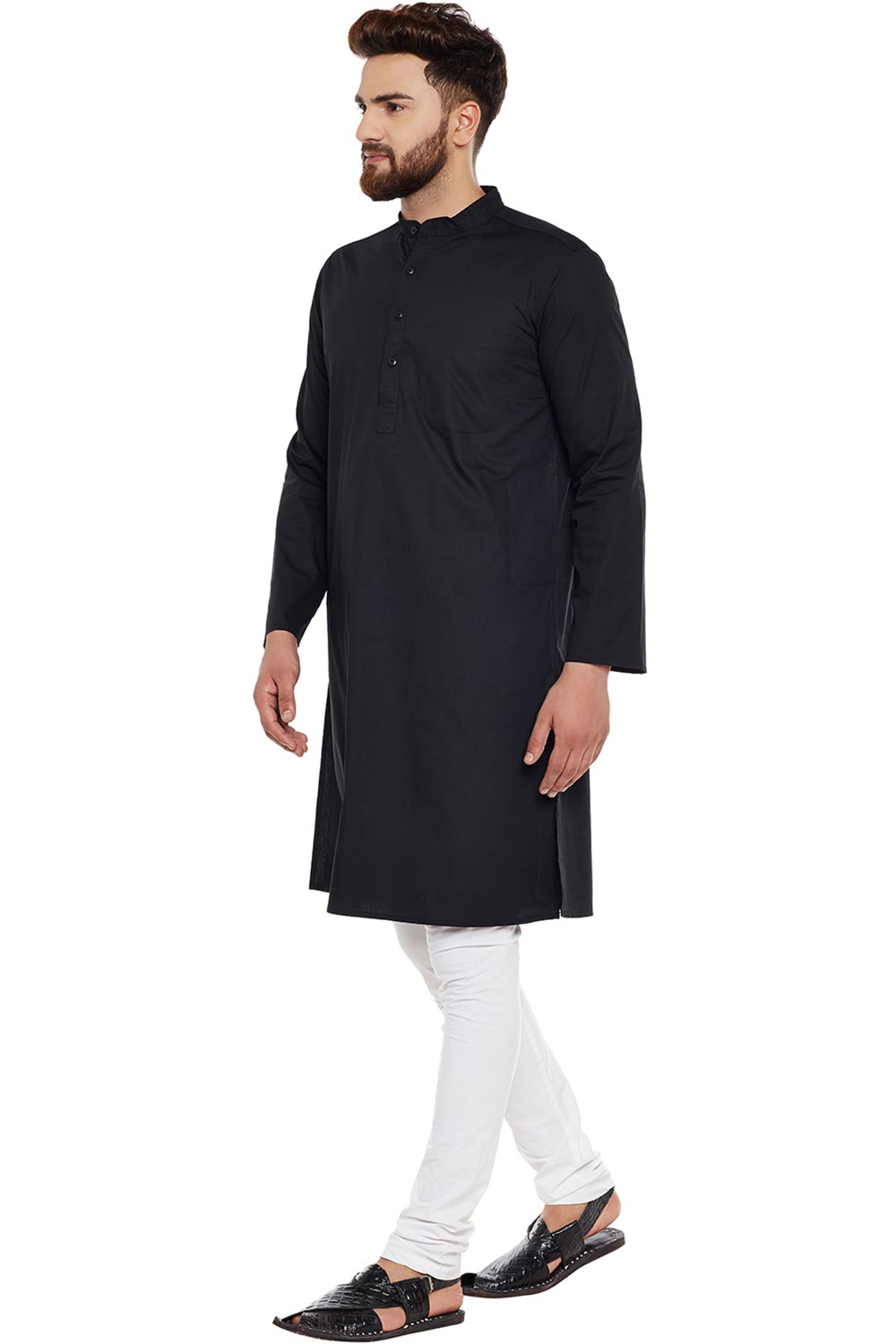 Buy Men's Cotton Kurta in Black
