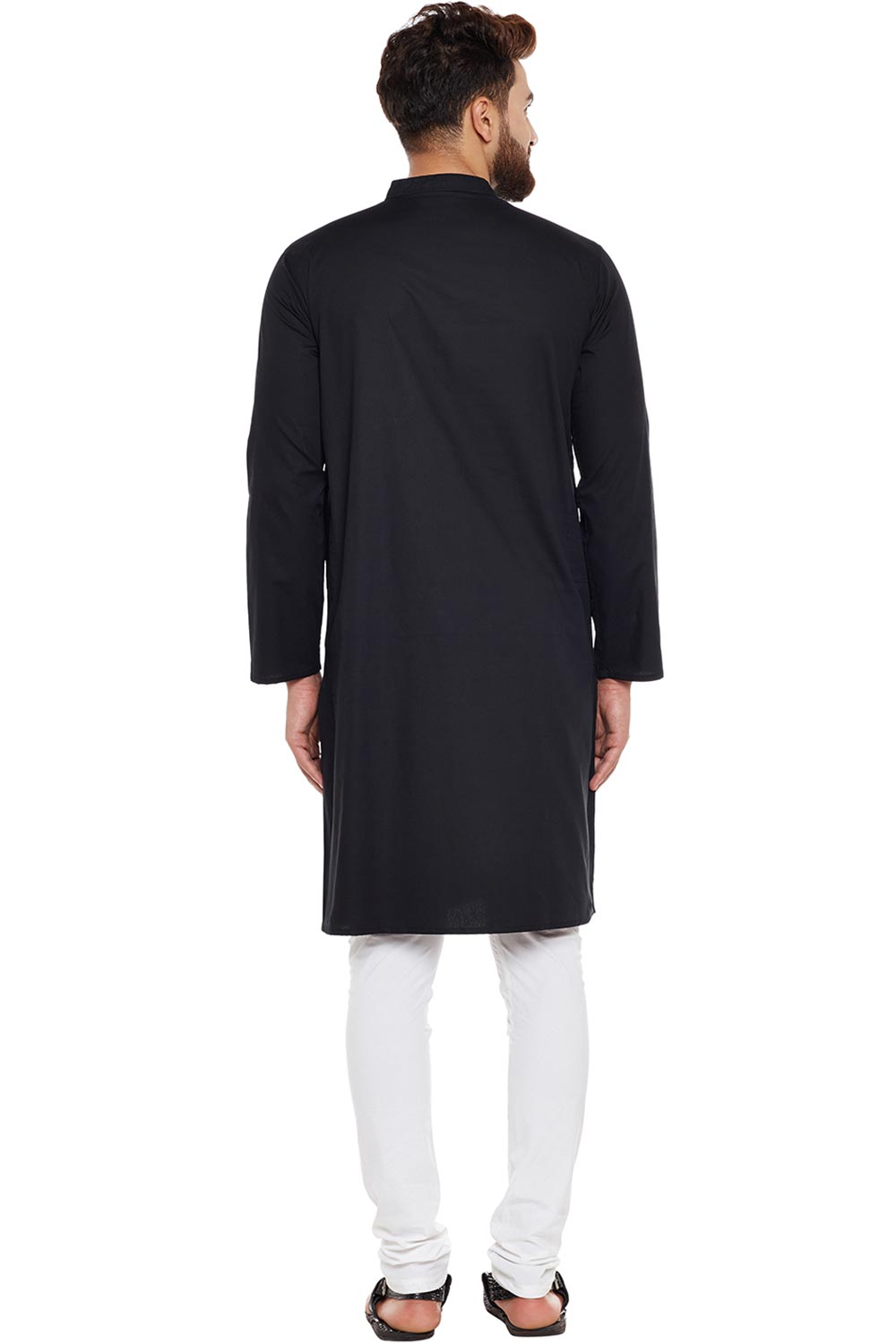Buy Men's Cotton Solid Kurta in Black
