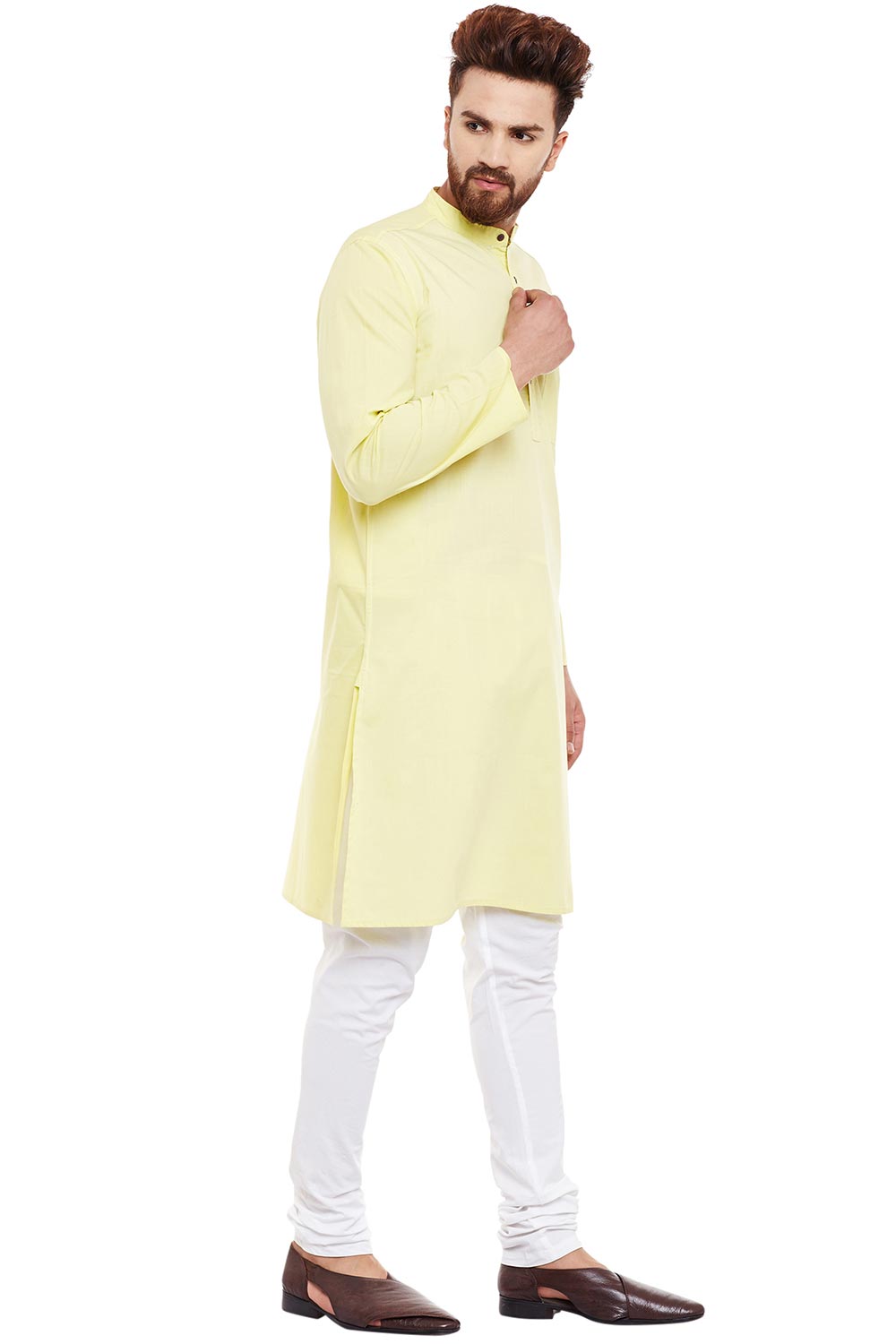 Shop Men's Kurta in Light Yellow