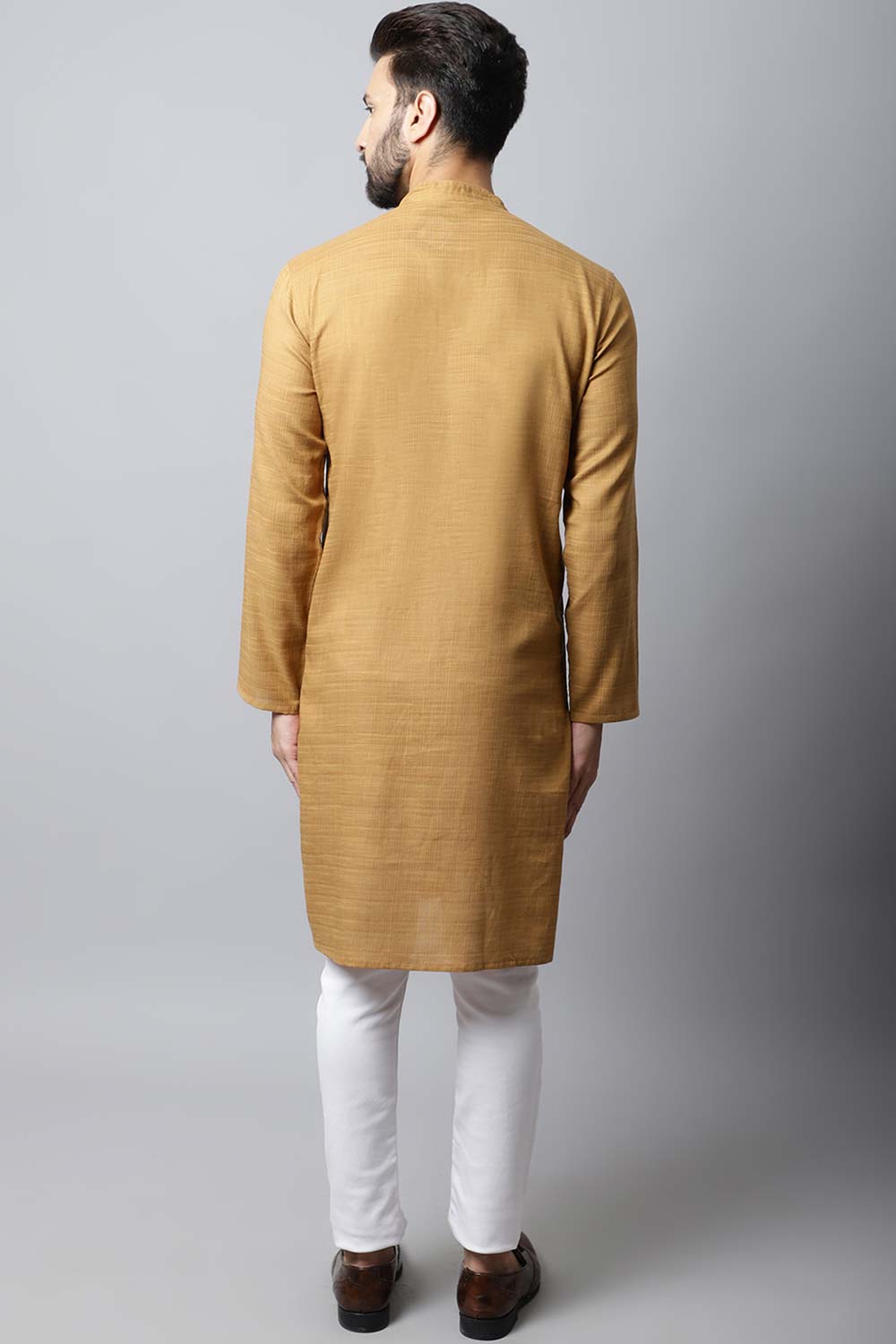 Men's Dark Brown Solid Full Sleeve Kurta Top (LK-SLD1177-BRC)
