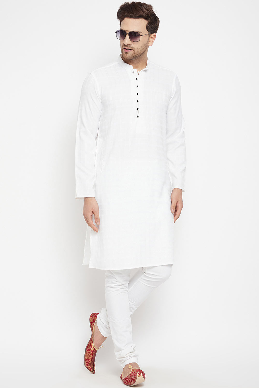 Buy Men's Viscose Solid Kurta in White