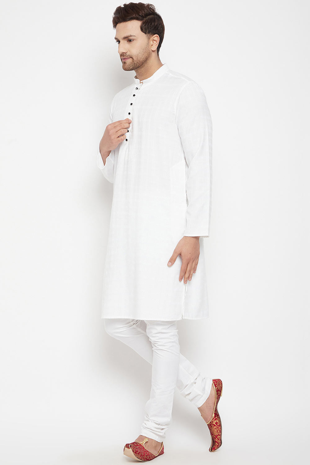 Buy Men's Viscose Solid Kurta in White
