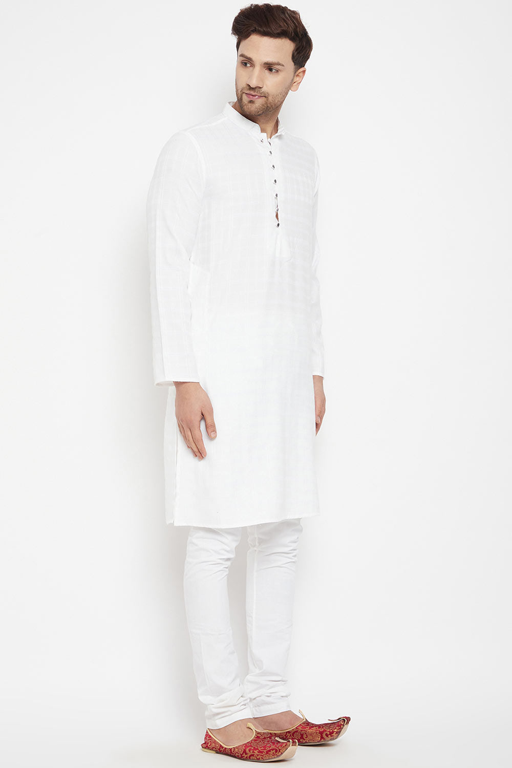 Buy Men's Viscose Solid Kurta in White